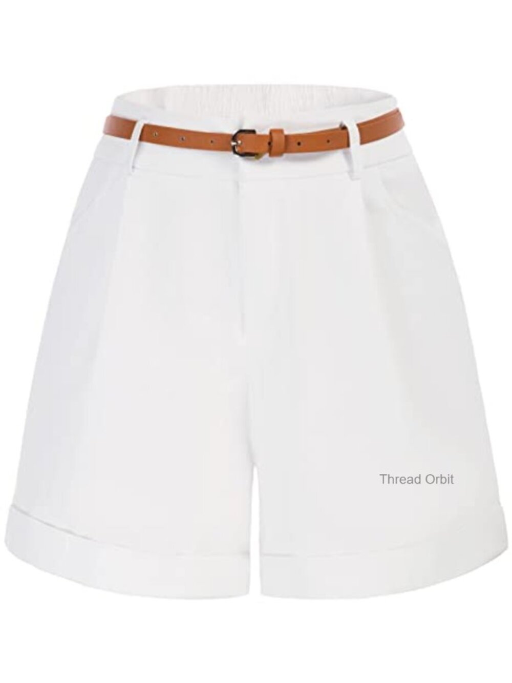 Women's High Waist Bermuda Shorts with Pockets & Belt